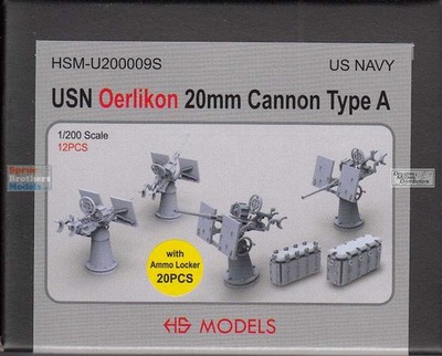 HSMU200009U 1:200 HS Models USN Oerlikon 20mm Cannon Type A