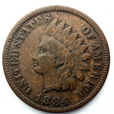 1884 Indian Head Cent Nice Older Date Great Condition and Details