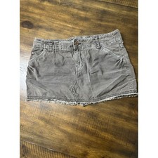 American Eagle Grey Corduroy Mini Skirt Frayed Hem Size 6 Cotton Casual Boho Y2K