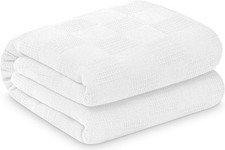 1 PCS White Snag Free Hospital Thermal Blanket 100 Cotton Twin 66x90 Inch