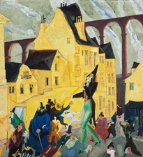 Lyonel Feininger Carnival in Acrueil 1911 Paris France Fine Art Print 17" x 22"