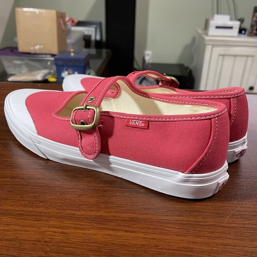 Vans Mary Jane Zapatos Retro Para Mujer Elige Tu Talla Lona Tomate Rojo Blanco Nuevos - Imagen 4 de 9