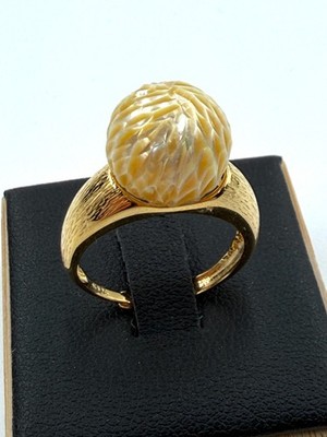 Australian South Sea Perle Ring Dragon Scale Handgeschnitzt 925 Silber