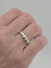 Vintage Multi Hearts Band Ring Sterling Silver 925 Size 8