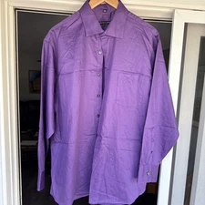 Geoffrey Beene Dress Shirt Men's 17 32/33 Classic-Fit No-Iron Button Purple