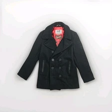 Schott x Sailor Jerry Naval 740N Leather Trimmed Wool Peacoat M Made In USA