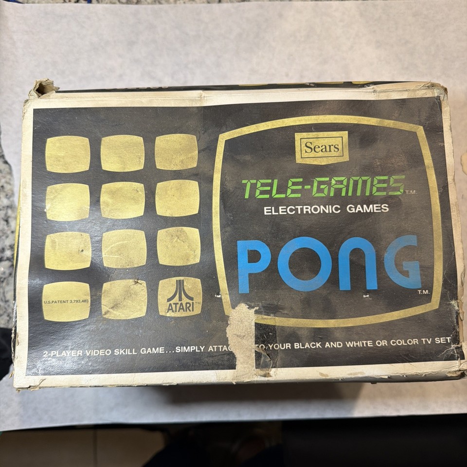 The OG Pong in its original Sears box — a fully working piece of gaming history that predates everything.