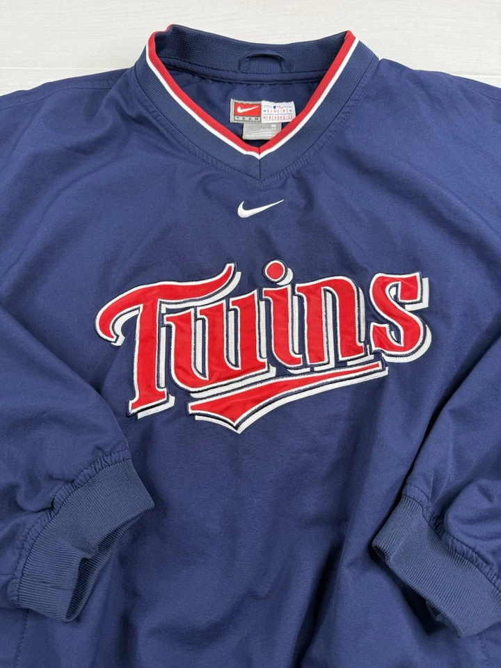 Vtg Nike Minnesota Twins Windbreaker Jacket Blue Center Swoosh Pullover Mens S - Image 3 of 4