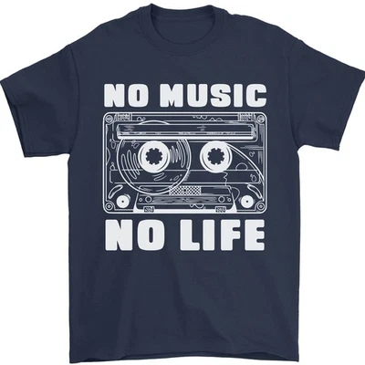 Pas De Musique Pas De Vie T-Shirt Rétro Audio Cassette Pour Homme 100% Coton - Photo 1/4