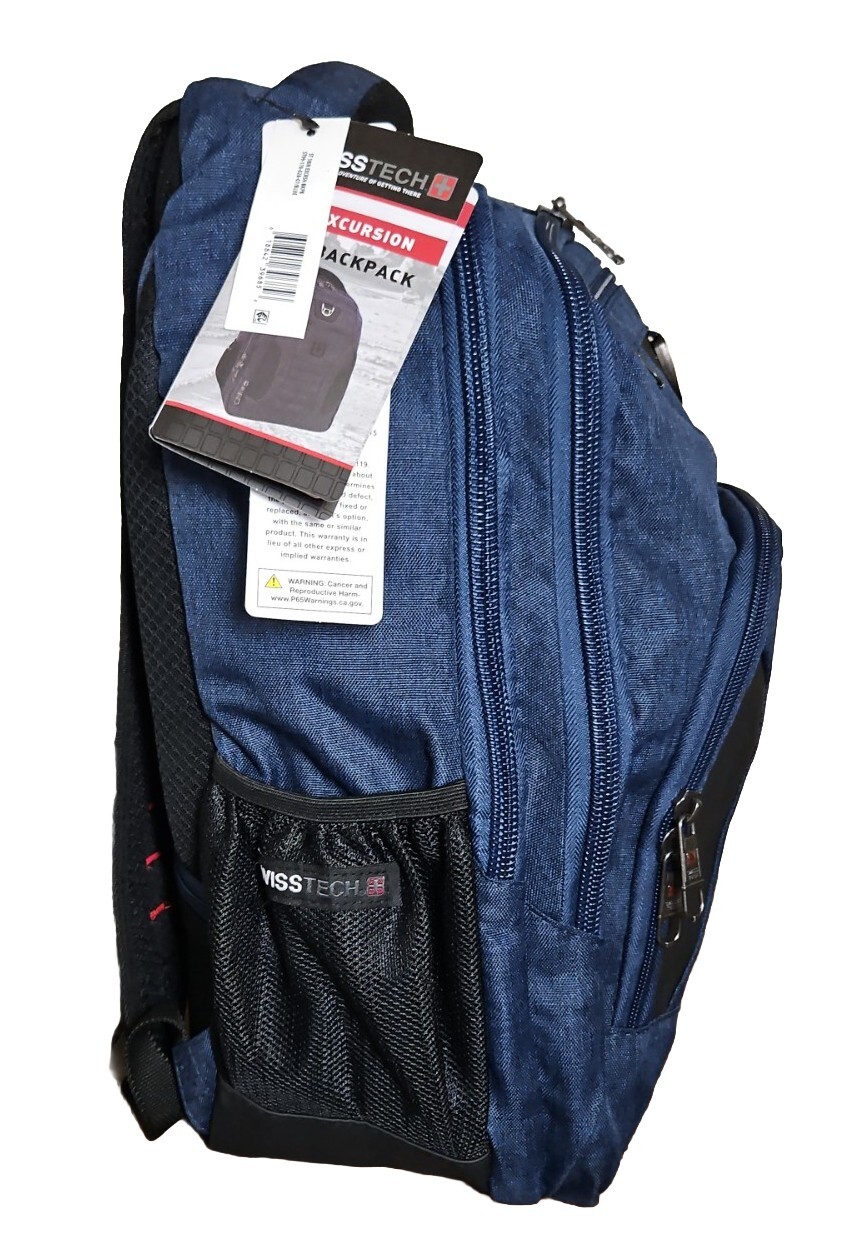 SwissTech Excursion 18" Travel Backpack with USB Port, Unisex Blue All Ages