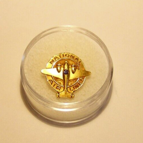 '40's-'50's NATIONAL AIRLINES 15 Year Service Pin in 10k gold w/sapphire (NICE)