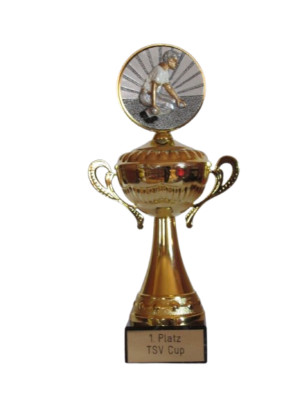 Boule/Petanque/Boccia-Pokal mit Resin-Emblem und mit Ihrer Wunschgravur 