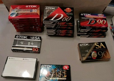 Lot of Various new sealed cassette tapes TDK 90 60 Min Superior Bass Sealed