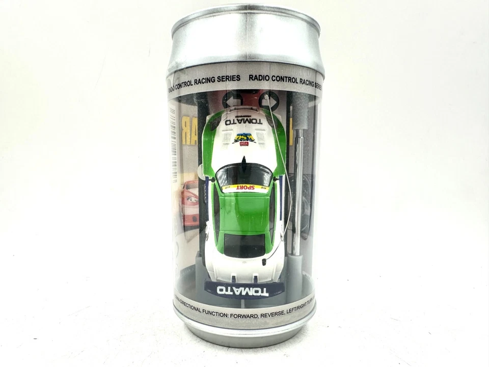 Mini RC Soda Can Race Radio Control Racing Series Toy Car 27MHz White & Green - Image 2 of 4