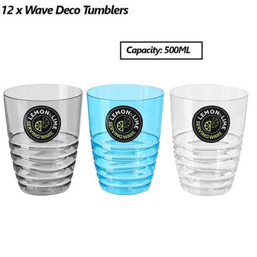 500ML Tumbler Cup Wave Deco Reusable Juice Tea Water Drink Party Barware Bulk - Picture 8 of 10