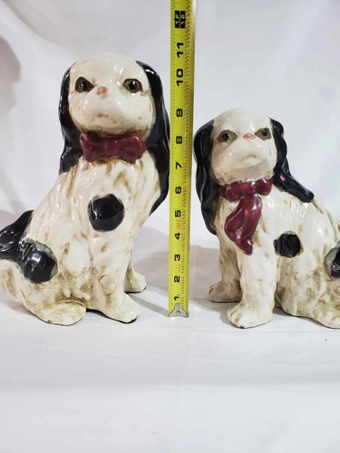 Pair of Cavalier King Charles Spaniel dogs statues/sculpture set animal décor - Picture 15 of 17