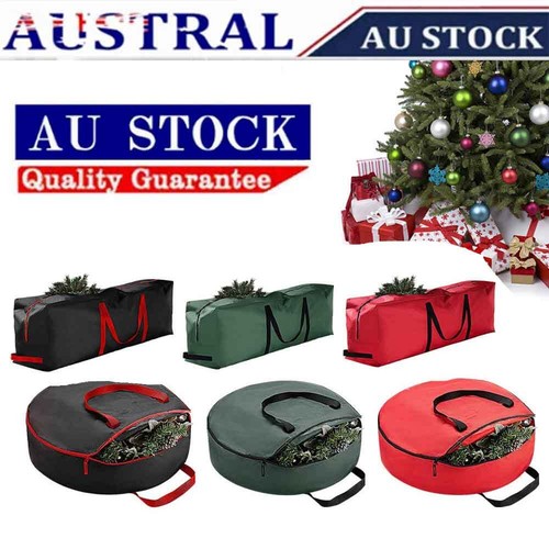 Christmas Wreath Garland Storage Bag Case Round Zipped Decoration Xmas Bag QS - Picture 2 of 26