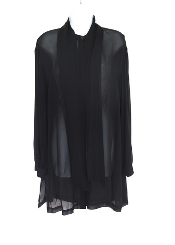 CHICO'S 2 (L ) 100% Silk Georgette Chiffon Tunic Shirt Blouse Sash Belt or Scarf - Picture 2 of 9