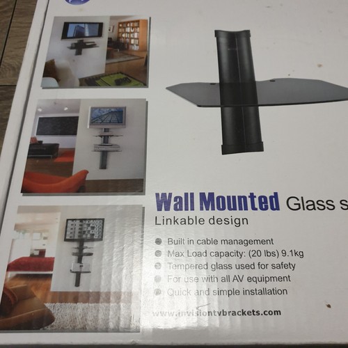 INVISION GS1 WALL MOUNTED GLASS SHELF LINKABLE DESIGN BUILT IN CABLE MANAGEMENT - Picture 2 of 3