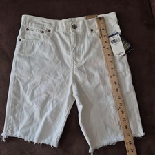 POLO RAPLH LAUREN DEMIM SHORTS IN FINN WHITE RAW HEM BOYS LARGE 14-16 NWT
