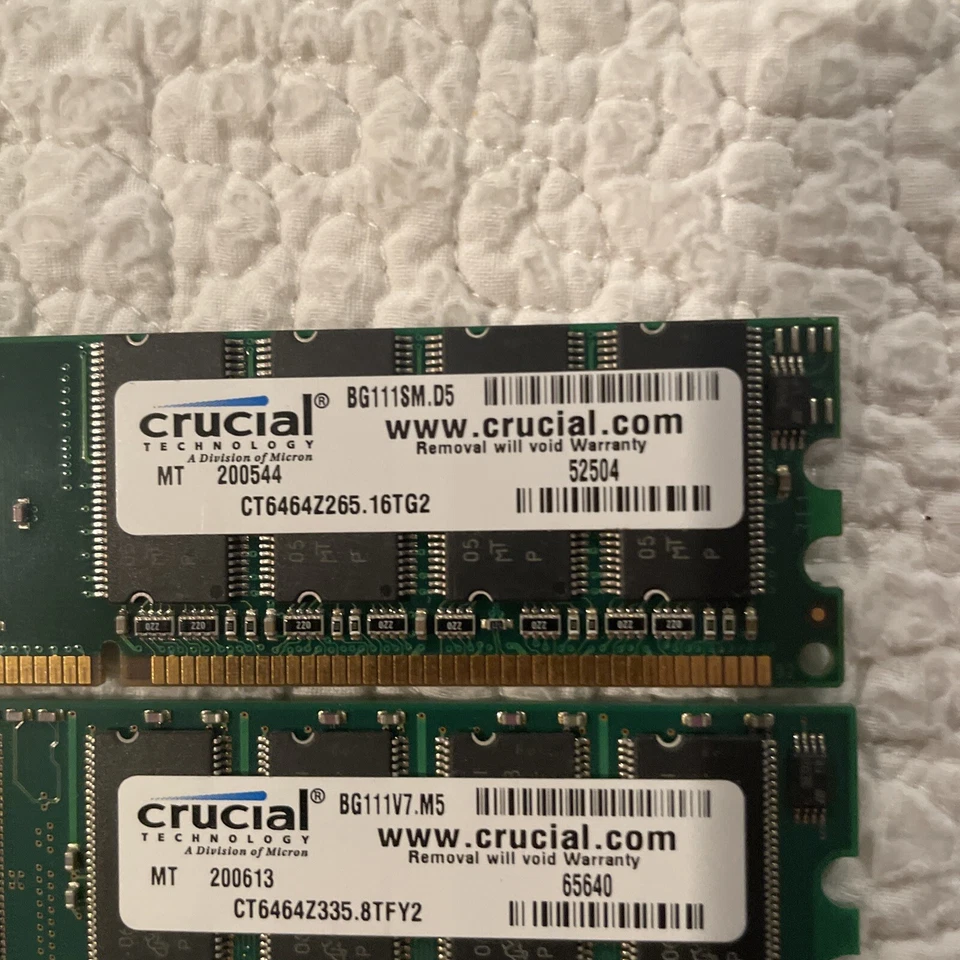 3-512MB 2x256MB DDR-400 CRUCIAL/MICRON CT3264Z265 One ProMos 512MB DDR400 MHz - Image 2 of 4