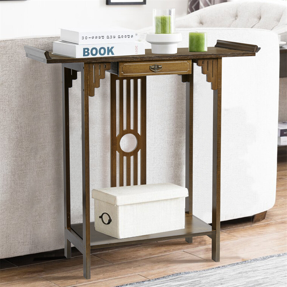 FATIVO Oriental Console Table Rustic Wood Hallway Side Table Corridor Porch Hall