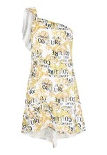 NWT VERSACE JEANS COUTURE WHITE ONE-SHOULDER DRESS WITH PRINT 74HAO911 NS228