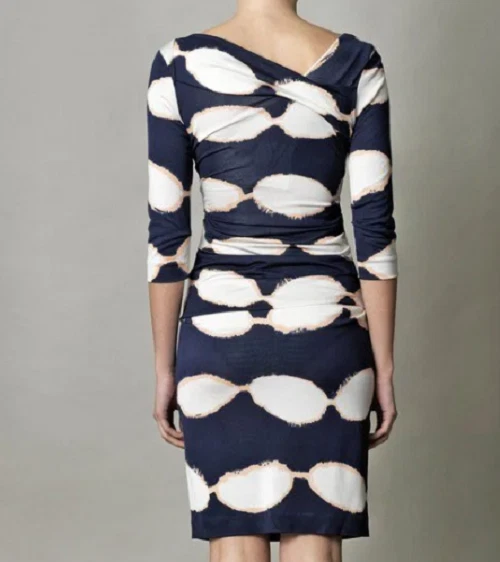 Vestido de seda Diane Von Furstenberg DVF estampado abstracto acanalado Bentley manga 3/4 6 Foto 2 de 4