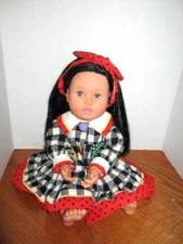 Vintage 1992 Feber Made in Spain beautiful doll black hair Joints bend EUC 20"