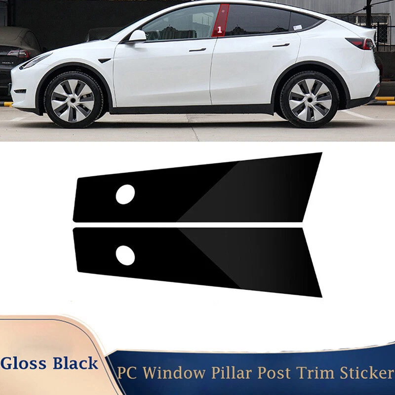 Cubierta de poste de pilar de ventana de puerta negra brillante para Tesla modelo Y 2020-2022 Foto 2 de 4
