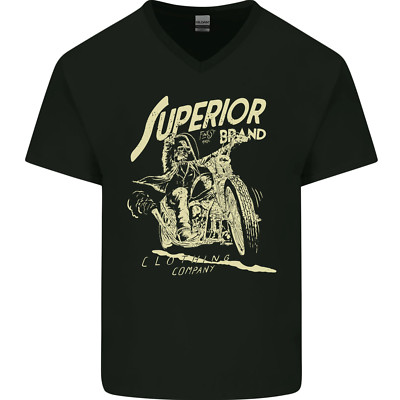 Superior Brand Motorrad Biker Motorrad Herren T-Shirt V-Ausschnitt Baumwolle