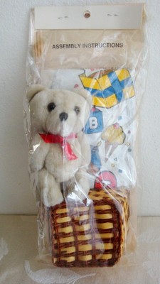 Vintage Balloon Bear Greetings W Sm Gift Basket Happy Birthday