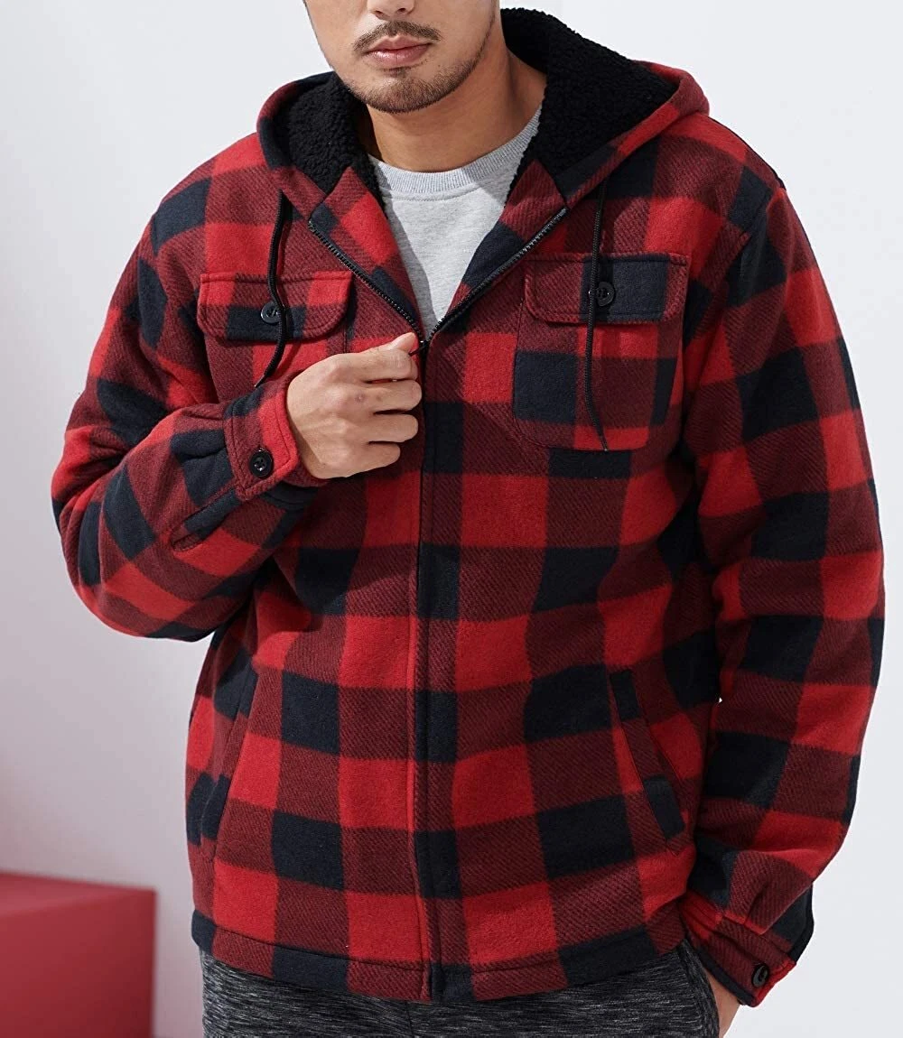 Mens sherpa lined plaid hotsell jacket