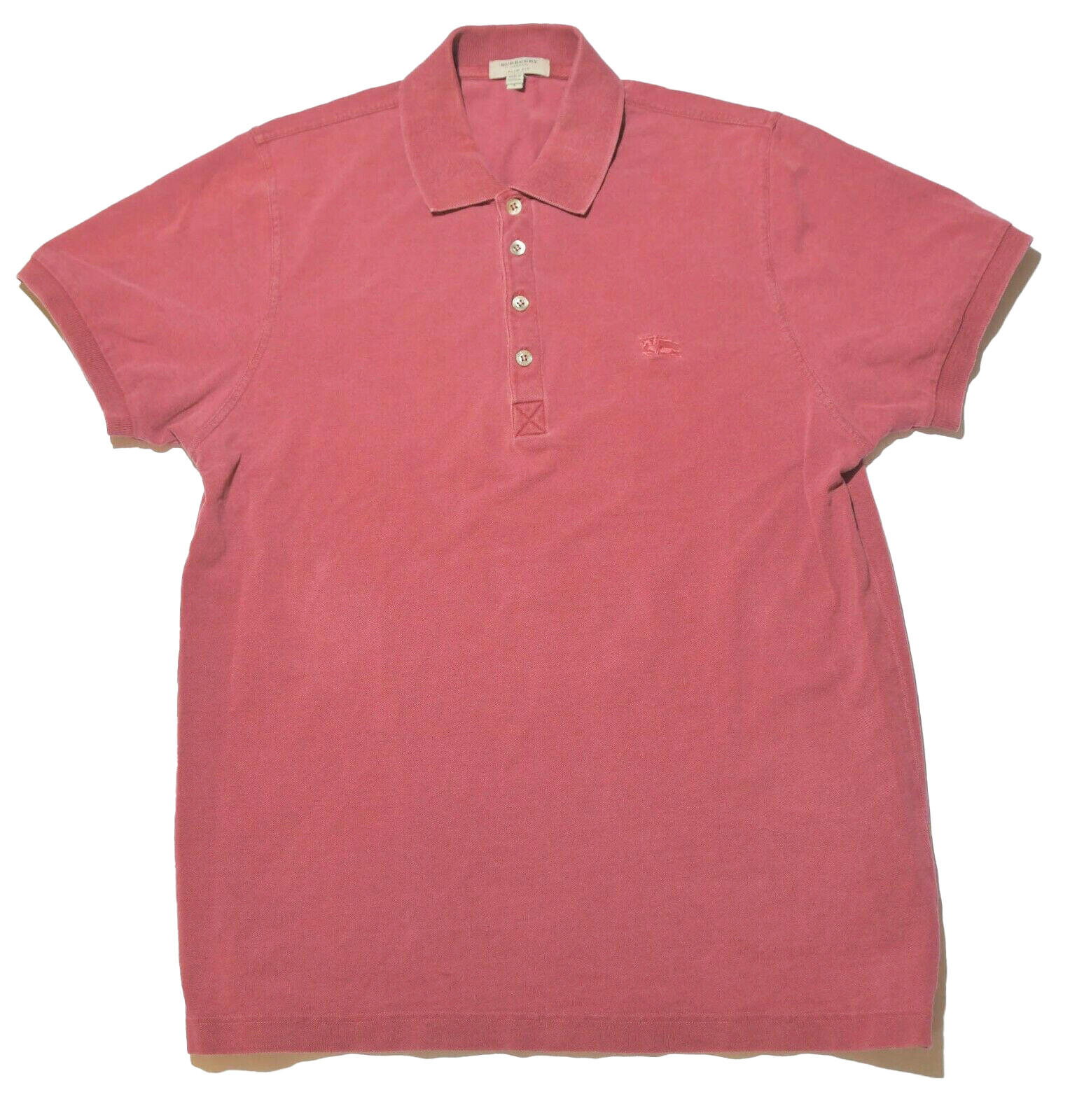 Burberry Short Sleeve Polo Shirt Slim Fit Top Women's Size Large L Red Cotton