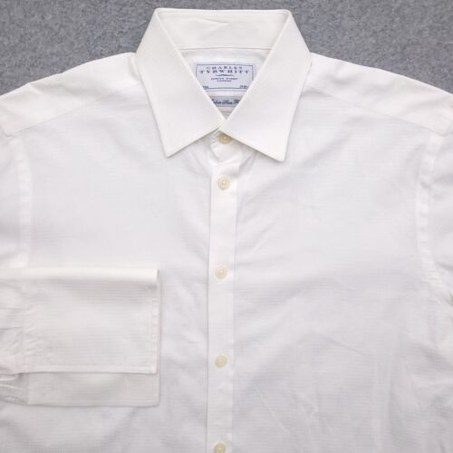 Charles Tyrwhitt Dress Shirt Mens 15.5 35 Extra Slim Fit French Cuff Corpcore