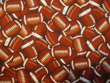 Football Overall Footballs Piles Brown Cotton Fabric FQ