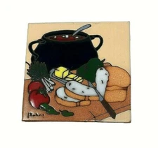 Vintage Earthtones Kiln Fired Tile Trivets Signed Kuhne 1990 6"x6"