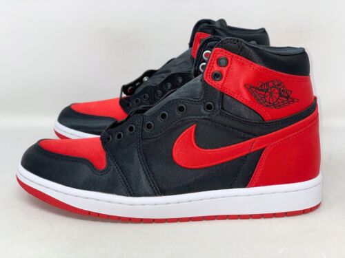 Air Jordan 1 High 'Satin Bred' Red Black Sneakers, Size 11 / 9.5M FD4810-061