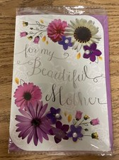MOTHERS DAY CARD WITH ENVELOPE FOR MY BEAUTIFUL MOTHER FLORAL CARD