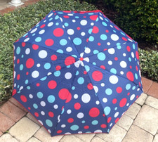 ELLEN TRACY WOMEN'S UMBRELLA NAVY BLUE RED DOTS NWT