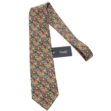 Drake's NWT Neck Tie in Yellow / Multicolor Mini Floral Print 100% Silk