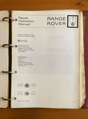 Range Rover - Original 1970 Repair Operation Manual (Part #606893