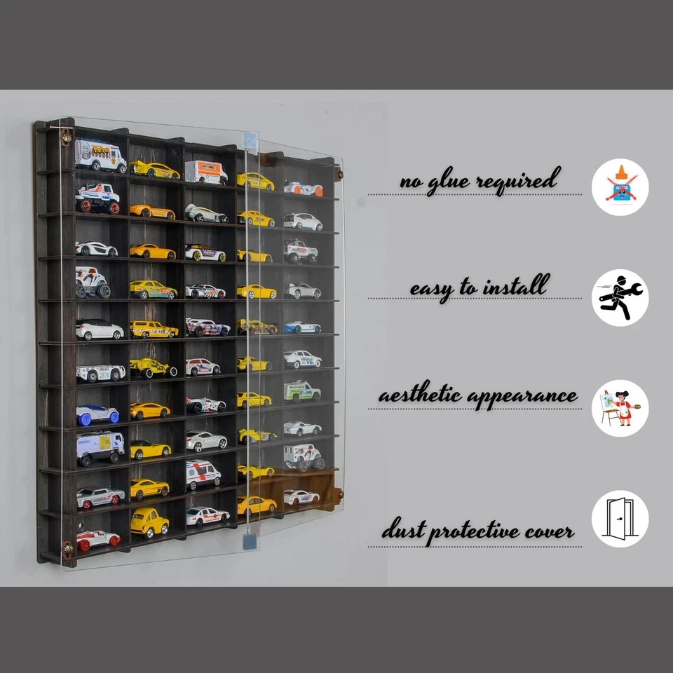 1/64 Hot Wheels, Matchbox, Diecast Car Display Case with acrylic doors 2x50 Cars - Image 4 of 4