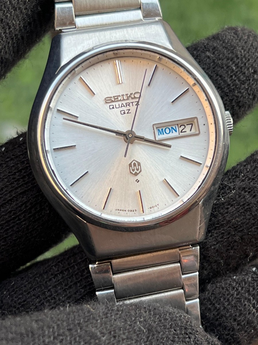 ★ビンテージSEIKO2320-5040★薄型32mm★ Seiko SQ Watch Men 34mm Blue Dial Two Tone Daydate Round