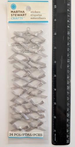 Martha Stewart Silver Ribbon Bows Dimensional Scrapbooking Stickers - Picture 2 of 3