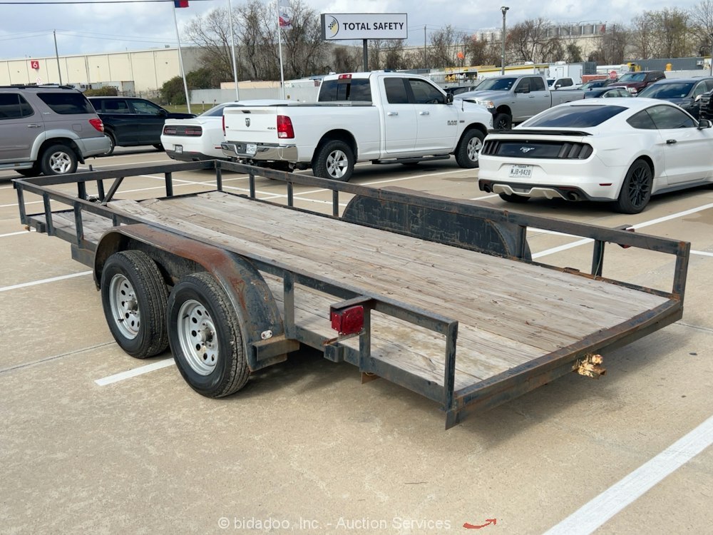 2012 Centex Flatbed 14' Utility Wood Deck Equipment Trailer Tandem Axle
