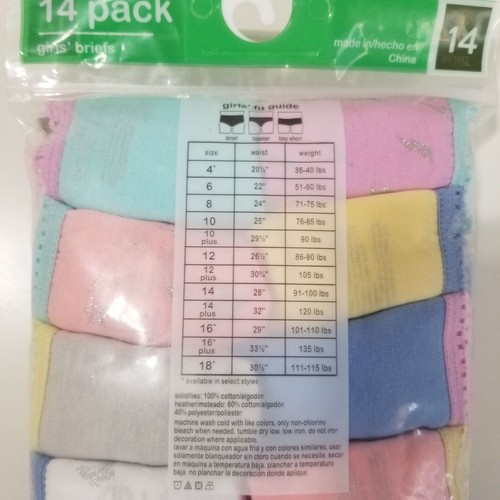 NWT Wonder Nation Girls Briefs 14-Pack Size 14 - Picture 9 of 9
