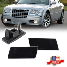 2PCS Smoked Lens Front Bumper Side Marker Lights For 2005-2010 Chrysler 300C/300