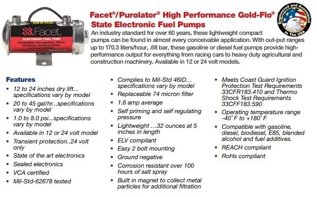 Carquest 41504 Cylindrical Fuel Pump Kit 12V 2.75-4PSI, 24in Min Dry Lift 36 GPH - Image 2 of 3