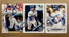 Mookie Betts Topps 2020 Base, 2021 WS Highlights & 2022 Base Baseball Cards.